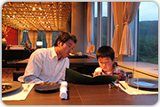 親子で水上高原リゾート200のレストラン「藤原」でイタリアンディナーを。