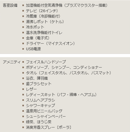 設備・アメニティ