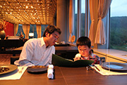 親子で水上高原リゾート200のレストラン「藤原」でイタリアンディナーを。