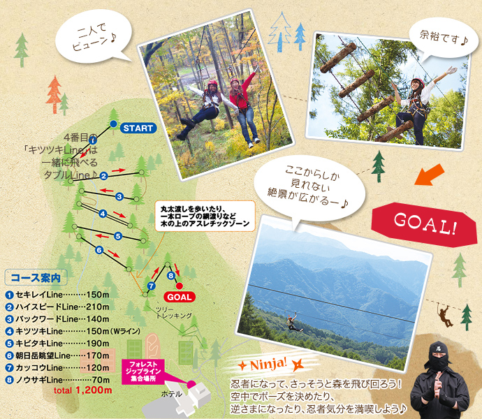フォレストジップラインをクリアした達成感は最高!